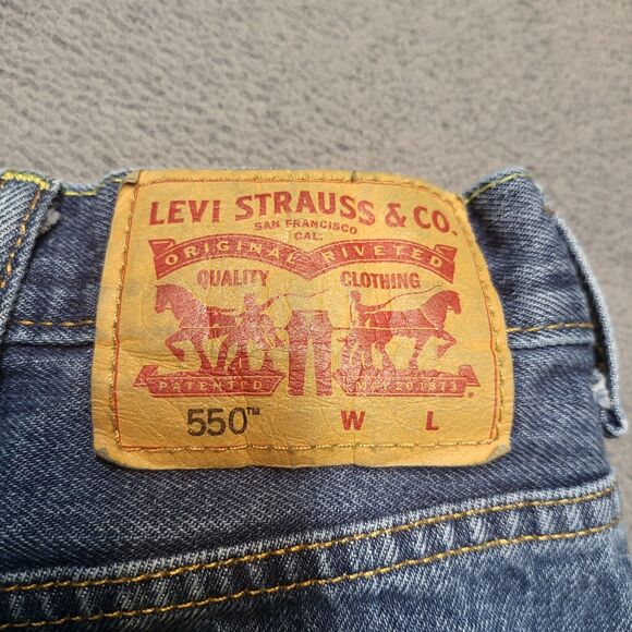 Levi's 550 Jeans Mens 42x31 Blue Relaxed Fit Straight Leg Denim Distressed - Picture 3 of 10